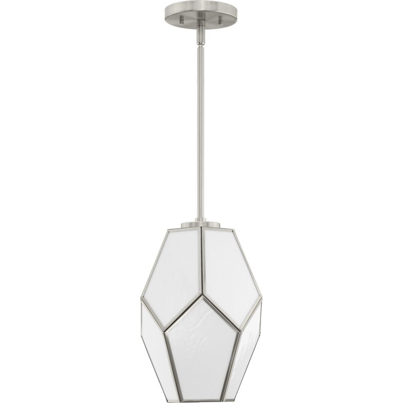 Luminaire suspendu 1 lumière Jamaka, H 13 po x l 9 po x P 9 po, Nickel brossé