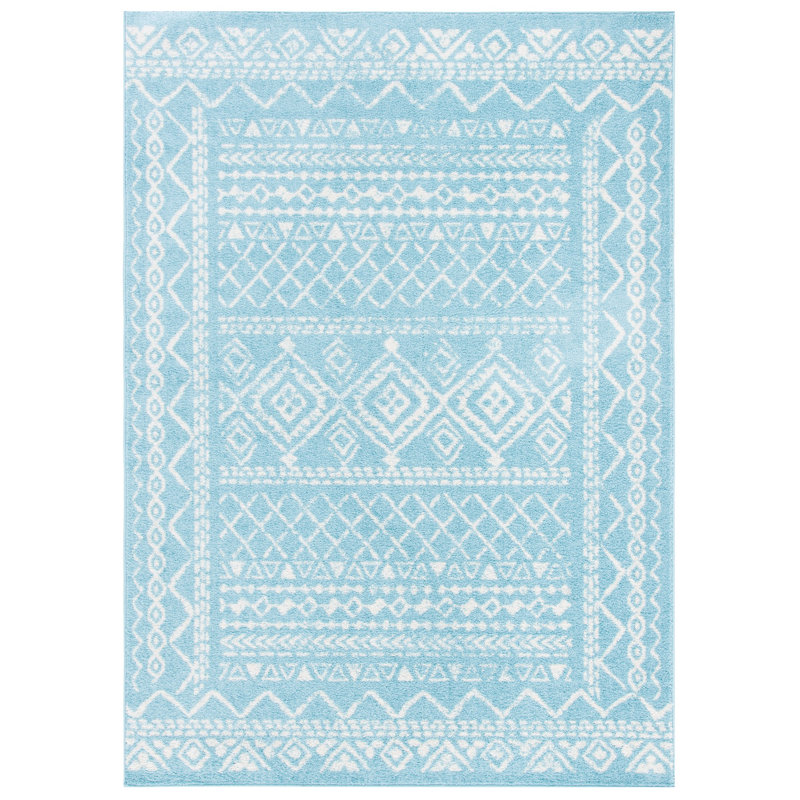 Tapis turquoise / ivoire Strobel, Rectangle 10 pi x 13 pi