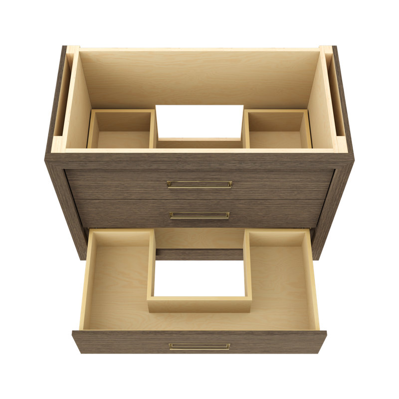 Avalon Three-Drawer Single Bath Vanity, Smoked Modern, Satin Gold, 42"