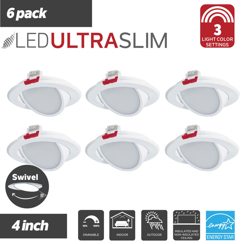 Ensemble d’éclairage encastré à profil mince 4,25 po del, Blanc