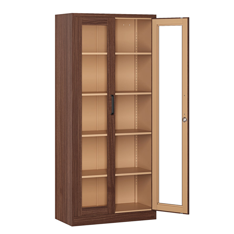 Kizzi 31.5'' Wide 5 - Shelf Metal Storage Cabinets, Rustic Brown