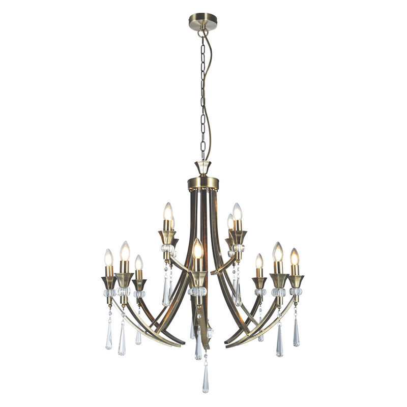 Eddings 12 - Light Candle Style Chandelier, Antique Brass