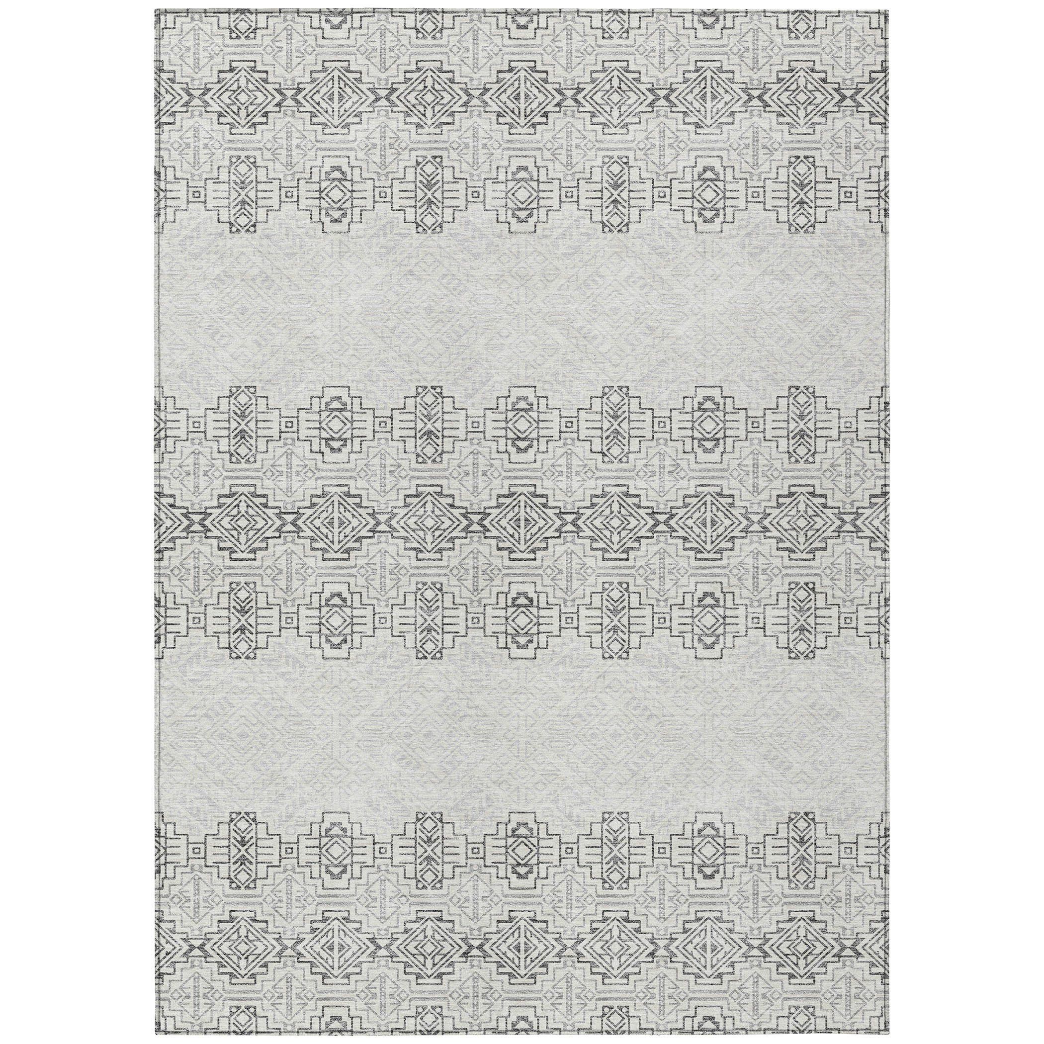 Gray 14x10 Rug HomeRoots 10' X 14' Gray Tribal Washable Indoor Outdoor Area Rug | Wayfair