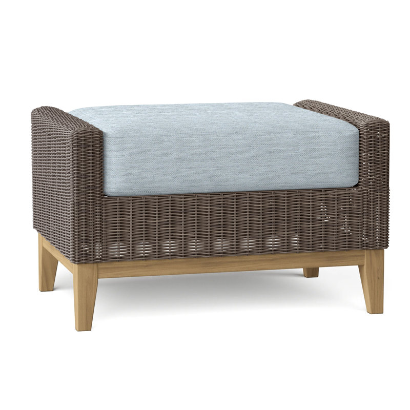 Frances Outdoor Teak Ottoman, Sailcloth Seagull, Frances Cobblestone