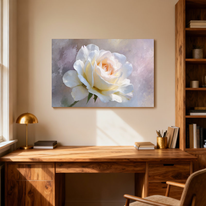 «Plants & Flowers Rose», impression artistique sur fond doux, H 16 po x l 24 po