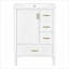 Meuble-lavabo moderne de 24 po avec lavabo en céramique, porte à fermeture douce, 3 tiroirs, poignées dorées et support de rangement-664287818