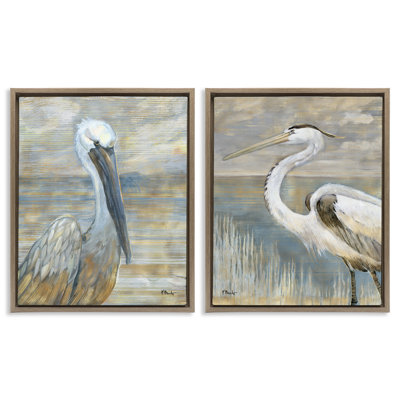 Ensemble de 2 toiles flottantes encadrées "Sea Birds" par Paul Brent