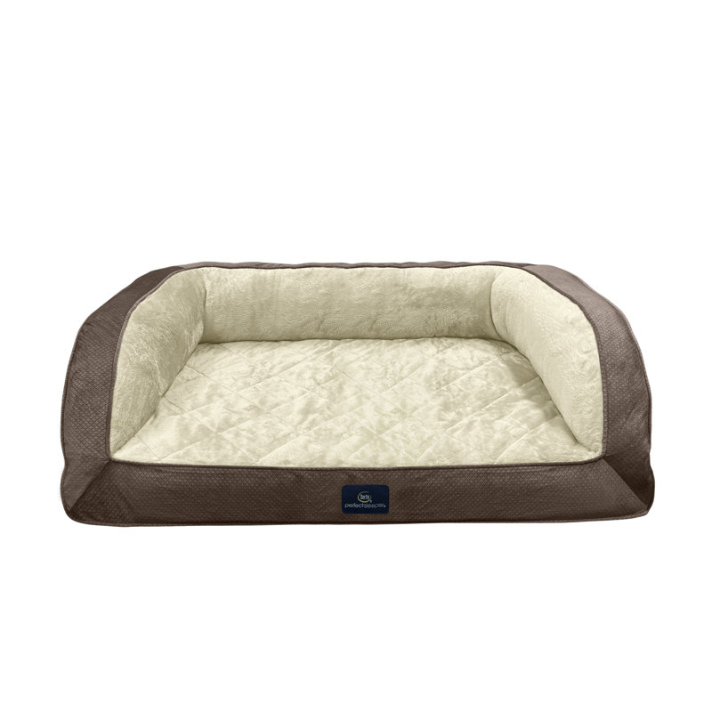Serta Quilted Orthopedic Bolster Couch Cat & Dog Bed, Mocha, Extra Large, Mocha, Extra Large (10" H x 46" W x 34" D)
