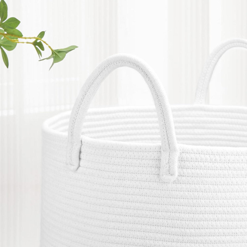 Laundry Basket with Handles, White