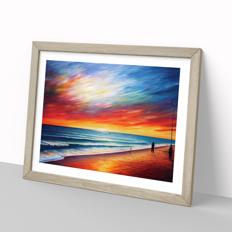 Beach View Vol.3 - Single Picture Frame Print, 25cm H x 34cm W x 2cm D, Oak