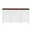 Buffet de 58 po, armoire de rangement blanche antique avec tablettes réglables et portes de grange, table basse de bar multifonctionnelle pour l'entrée de la salle à manger, blanc