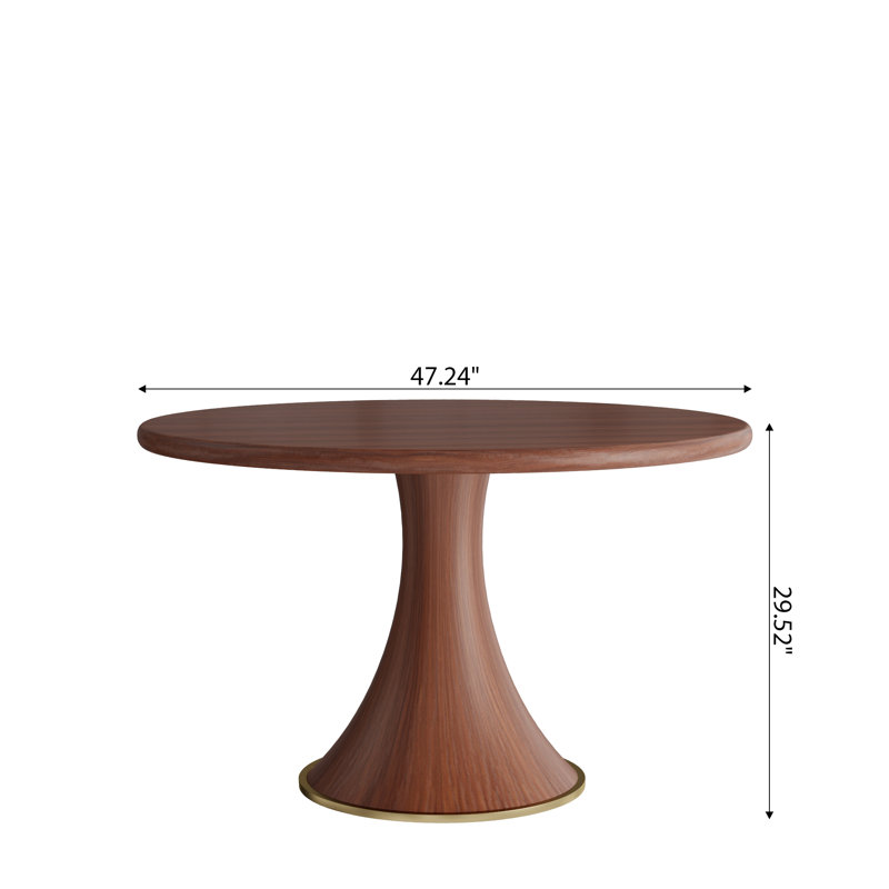 Solid Wood Round Dining Table For Kitchen Durable And Sturdy Structure, 29.52" H x 47.24" L x 47.24" W
