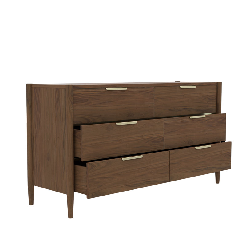 Commode 6 tiroirs Reece, Noyer riche