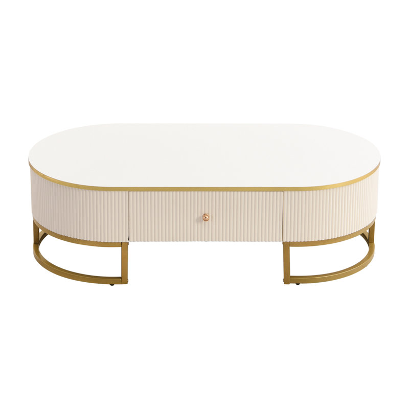 Modern Oval Coffee Table with Drawers