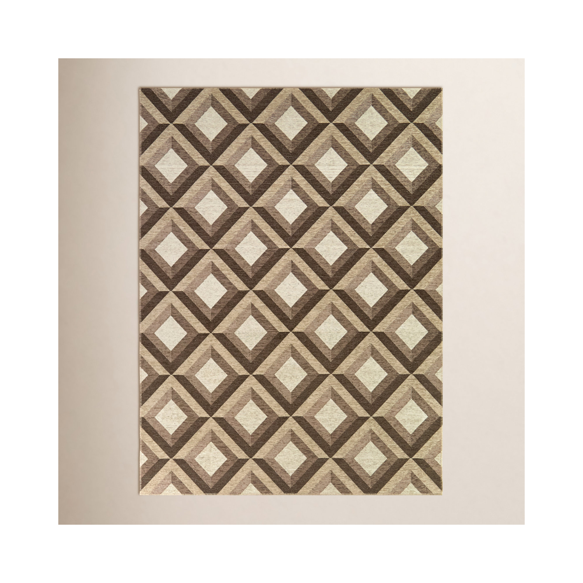 Mirena Beige Modern Geometric Area Rug, Rectangle 7'10" x 10'