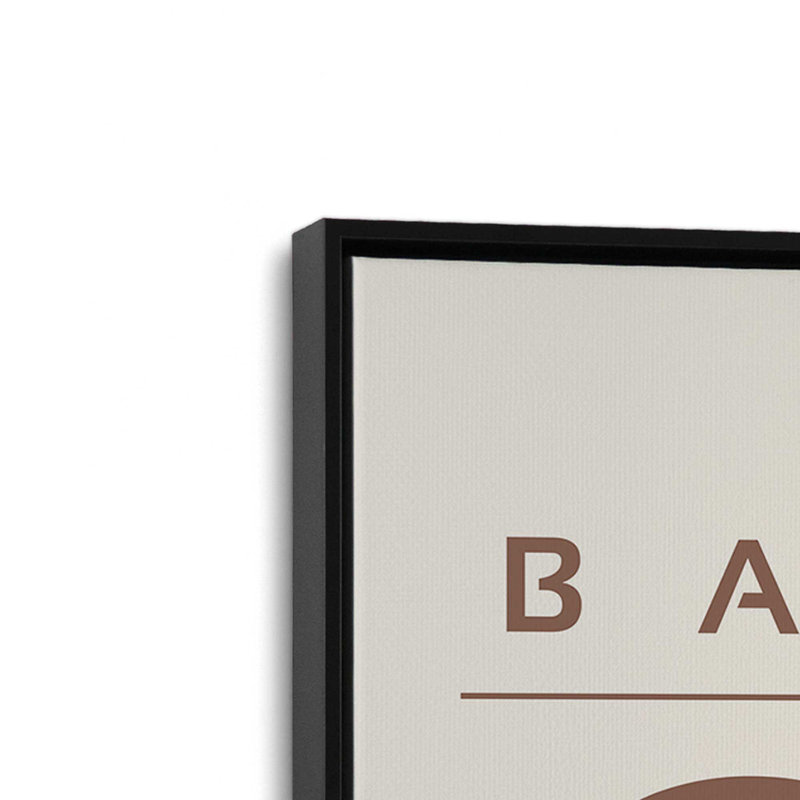 Affiche rétro Bauhaus II , H 12 po x l 8 po, Toile avec cadre flottant brun , Noir satiné