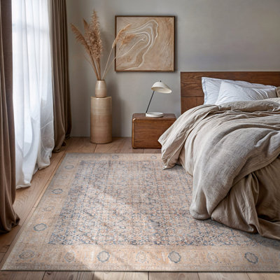 Tapis médaillon bleu délavé Elise