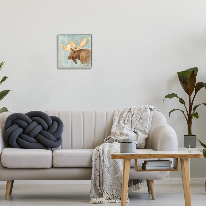 «Happy Moose» par Nidhi Wadhwa, H 12 po x l 12 po x P 1,5 po, Estampe numérique Farmhouse