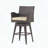 Modern Wicker Swivel Barstool – Multi-Brown with Tapered Legs & Beige Cushion, 1-Piece