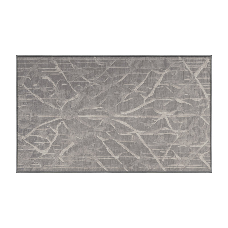 Machine Washable Gray Area Rug, Rectangle 7' x 9'