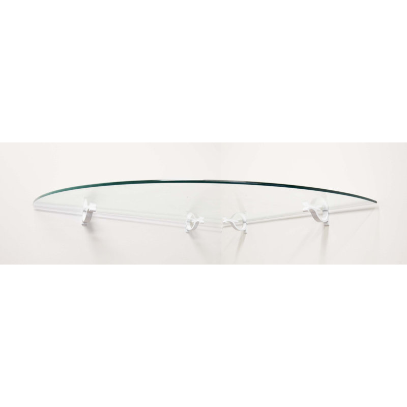 Tablette d'angle en verre Daesean, Blanc, H 3 po x l 30 po x P 30 po