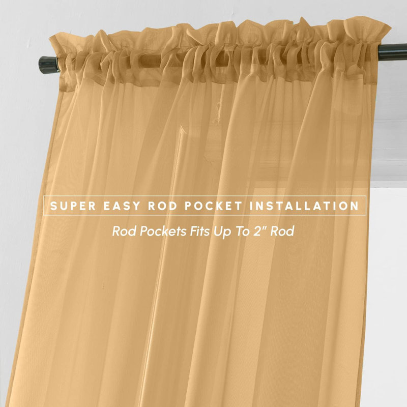 Yaelle Semi Sheer Curtain Pair, 60" W x 84" L, Tan