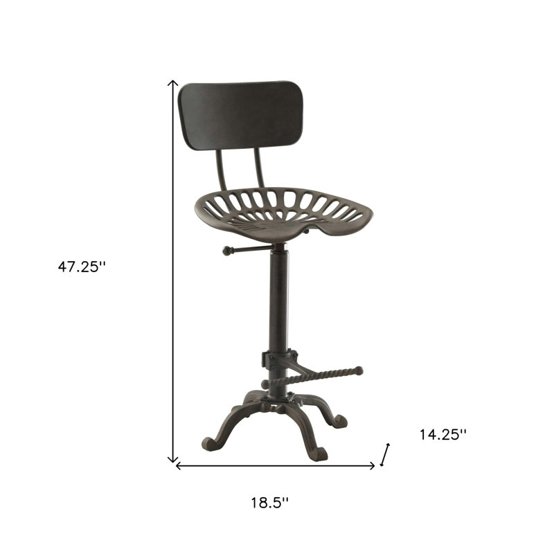 Tabouret de bar en bois et métal, Brun