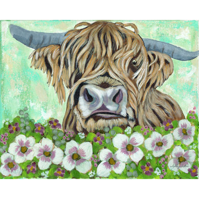 " Floral Highland Cow " by Ashley Justice