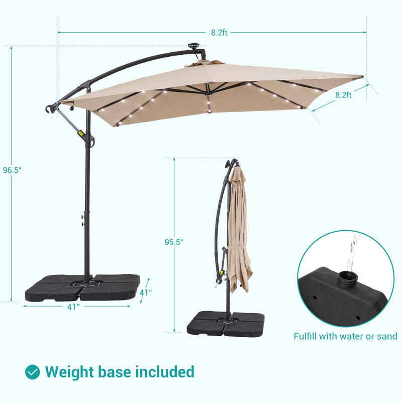 Parasol en porte-à-faux 98,25 po Duyne, Beige