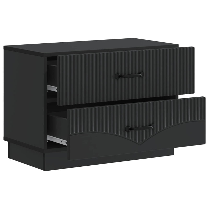 62cm W Manufactured Wood Bedside Table, Black