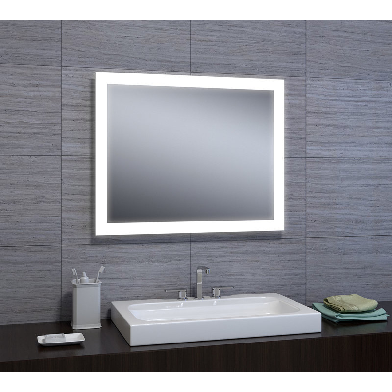 Miroir de salle de bain moderne et contemporain avec éclairage à DEL Quillen, H 24 po x l 30 po