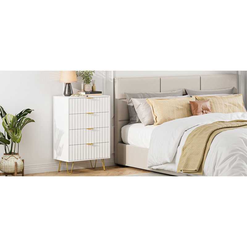 Armoire en bois 4 tiroirs, Blanc