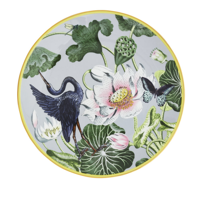 Gold-Banded Porcelain Coupe Plate for Desserts and Snacks