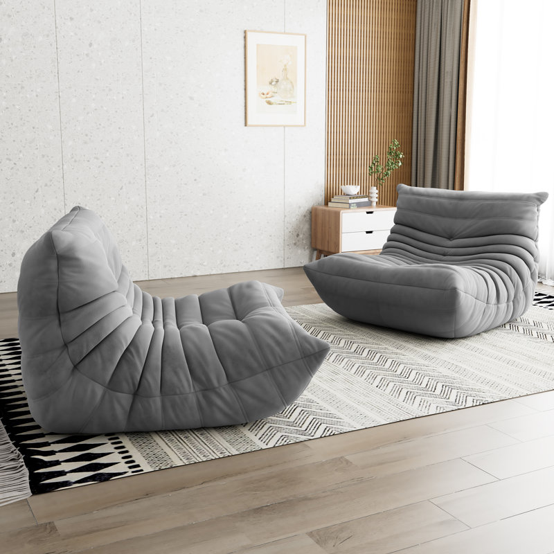 Uncompressed Suede Armless Bean Bag Chair & Lounger Soft Lounge Chair Lazy Sofa, Dark Gray Microfiber