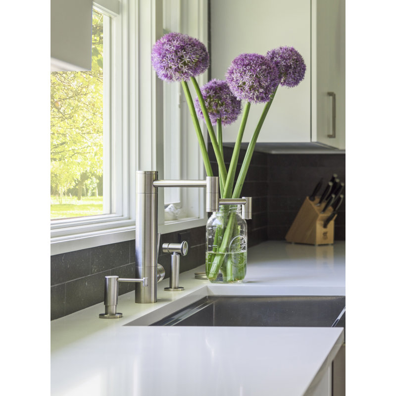 Hunley Kitchen Faucet - 12" Articulated Spout, Distressed American Bronze