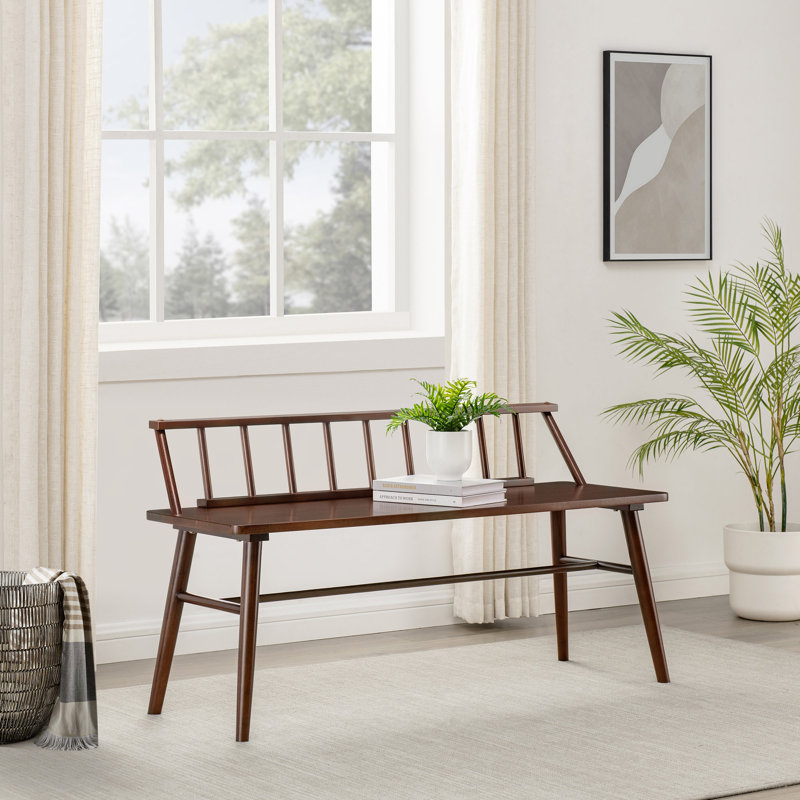 Margr 47" Low Back Wood Bench, Walnut