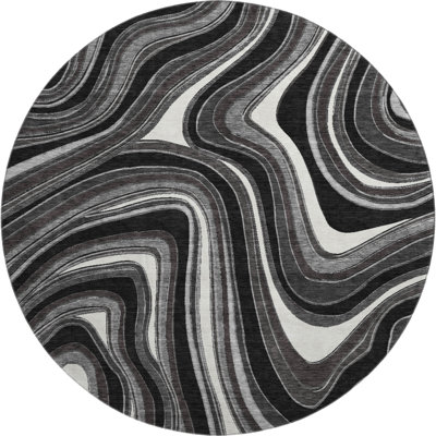 Premium Machine Washable Prisco Black Rug