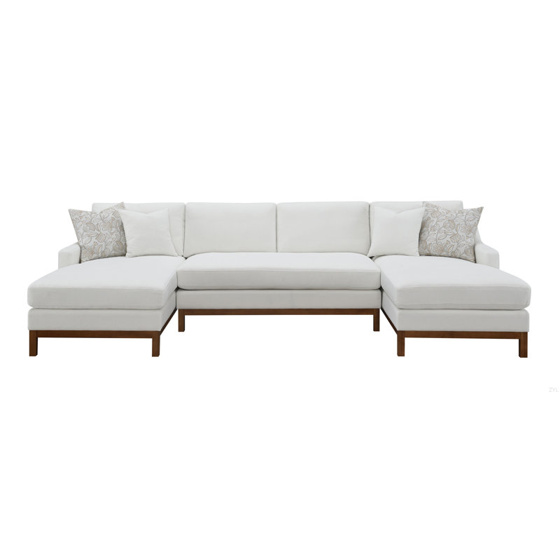 Canapé modulaire Valiant en chenille ivoire avec 4 coussins Valiant