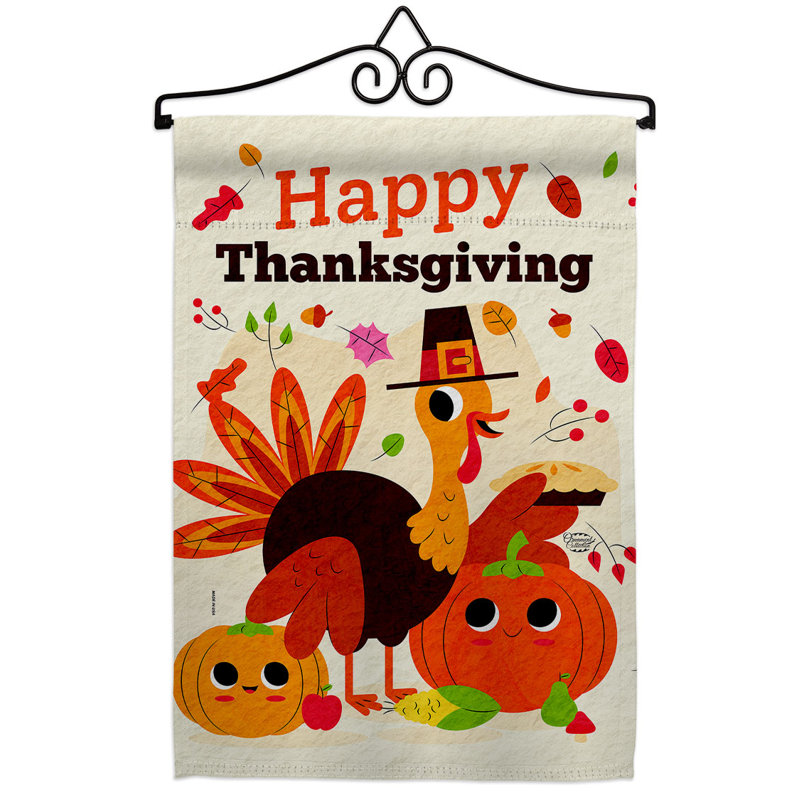 Double Sided 18.5'' H x 13'' W Polyester Thanksgiving Flag Set