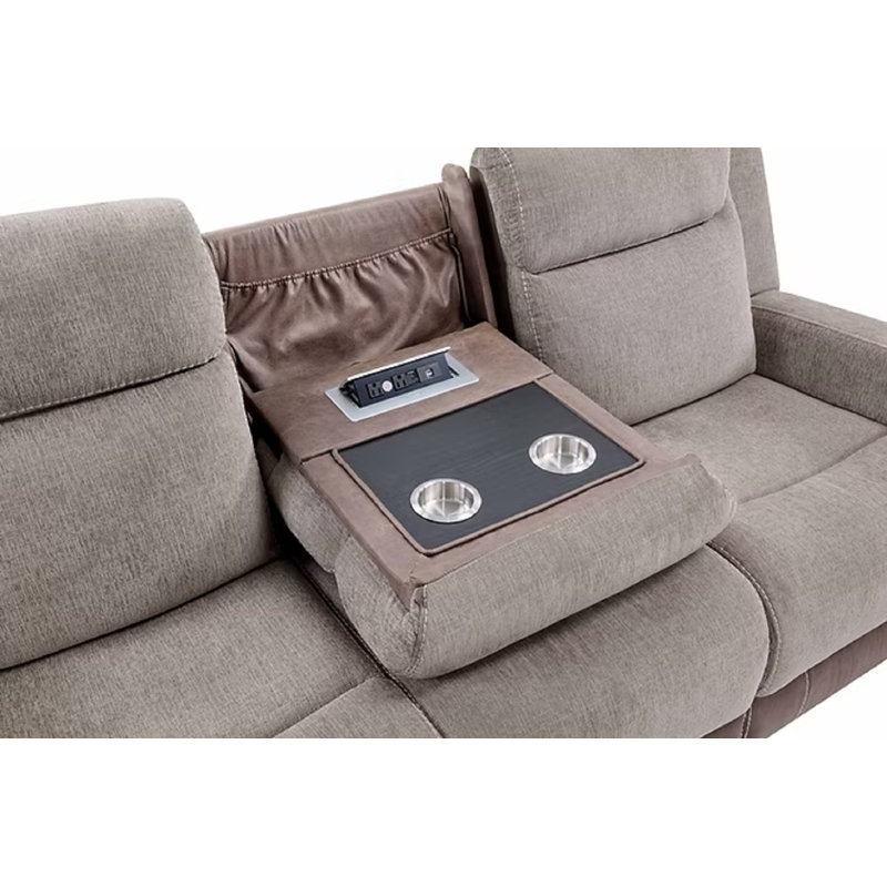 Ensemble de canapé inclinable contemporain deux tons Horley, Brun
