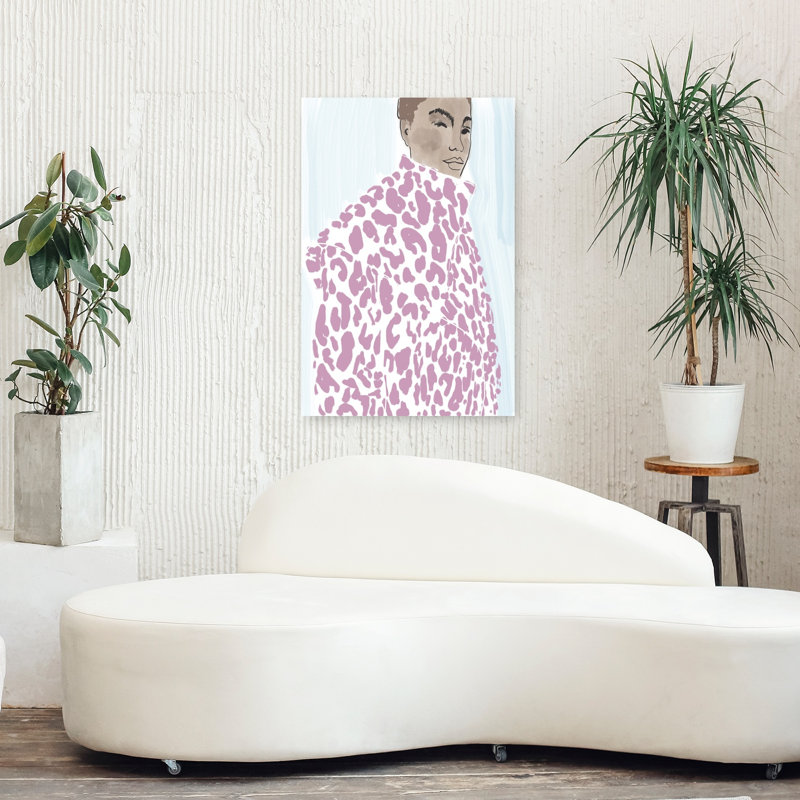 Impression d'art léopard rose, abstrait, moderne et élégant, 36" H x 24" W