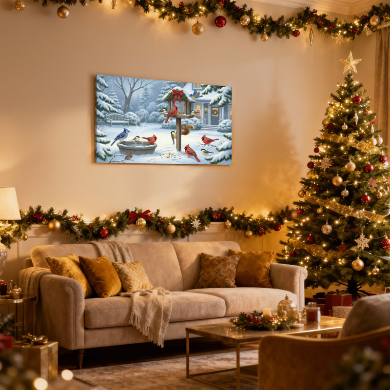 Ensemble de 3 reproductions d'art sur toile, décorations de Noël, H 16 po x l 24 po