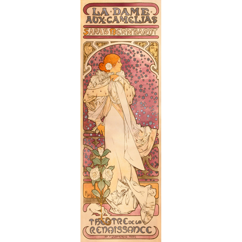 La Dame Aux Camélias by Alphonse Mucha - Wrapped Canvas Painting, 100cm H x 35cm W x 4cm D
