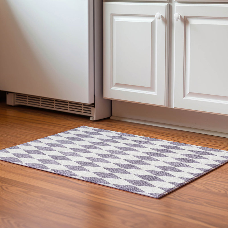 Premium Machine Washable Cerrito AMF578 Purple Rug, Rectangle 1'8" x 2'6"