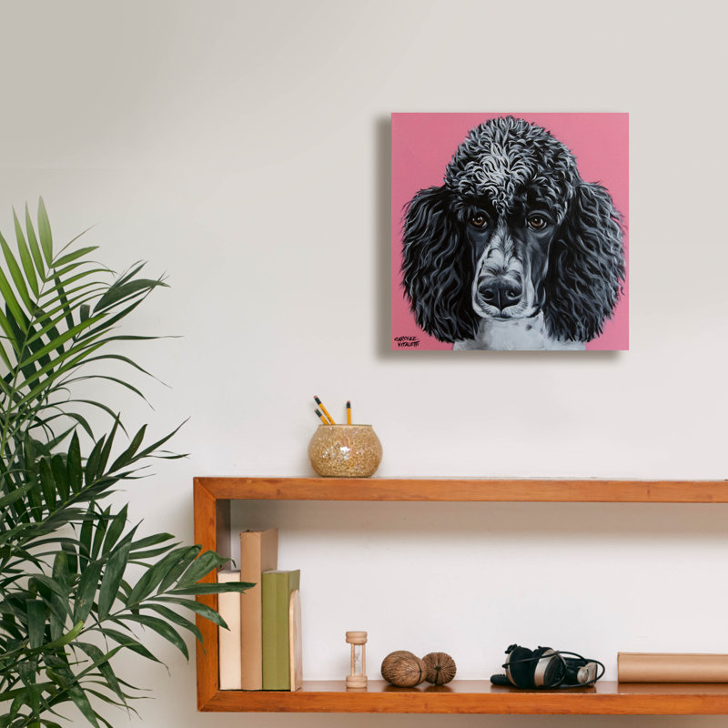 "Caniche noir" par Carolee Vitaletti, H 12 po x l 12 po x P 0,75 po