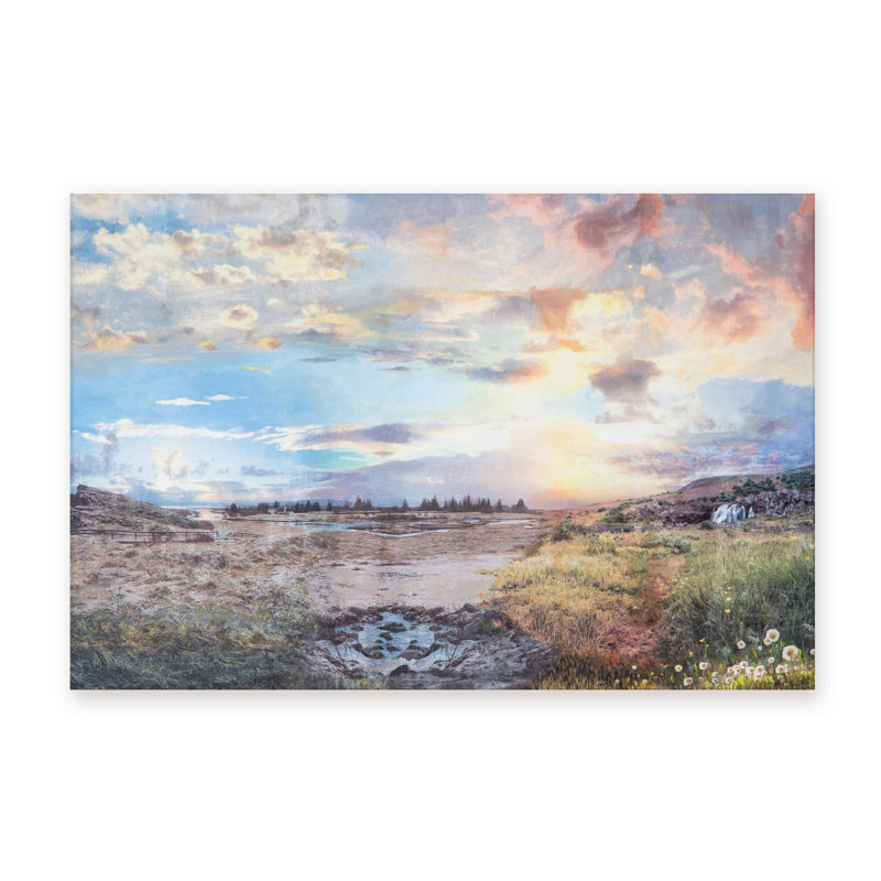 Nature Inspired Ice Landscape by  - Picture Frame Painting, 24" H x 36" W x 1.5" D, Wrapped Canvas, Does Not Apply