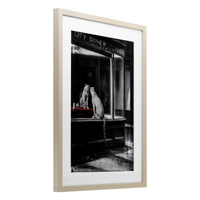 Reproduction sous verre Diner Noir Leopard Reflection, conçue par Annabelle Hall