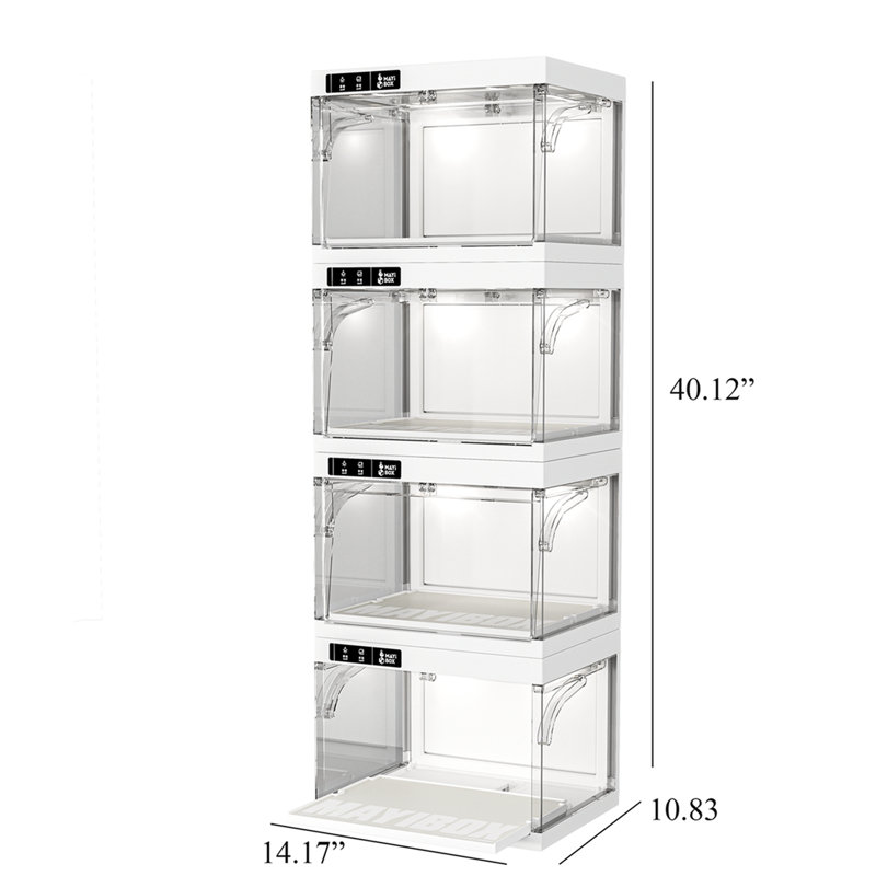 Smart LED Display Case, Auto Clear Shoe Storage Boxes With LED Lights, Plastic Stackable Display Cabinet (1Pack)