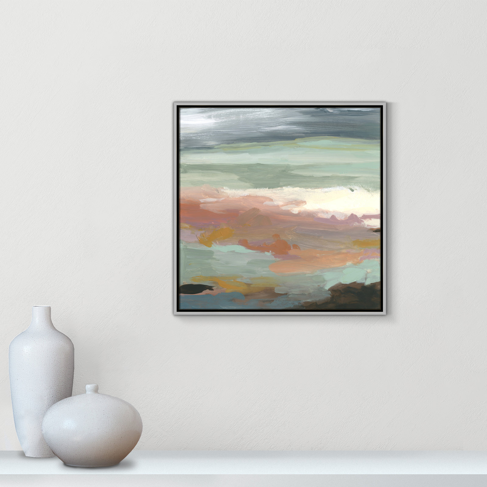 Picture Framed Canvas, 25.5" H x 25.5" W, Silver