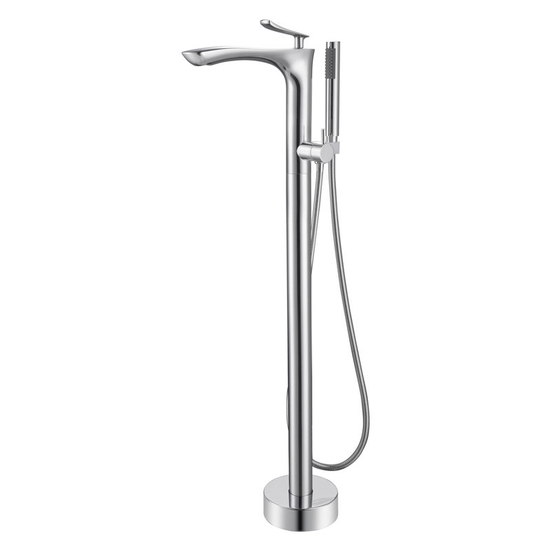 Kayla Bathroom Freestanding Tub Filler with Diverter, Polished Chrome